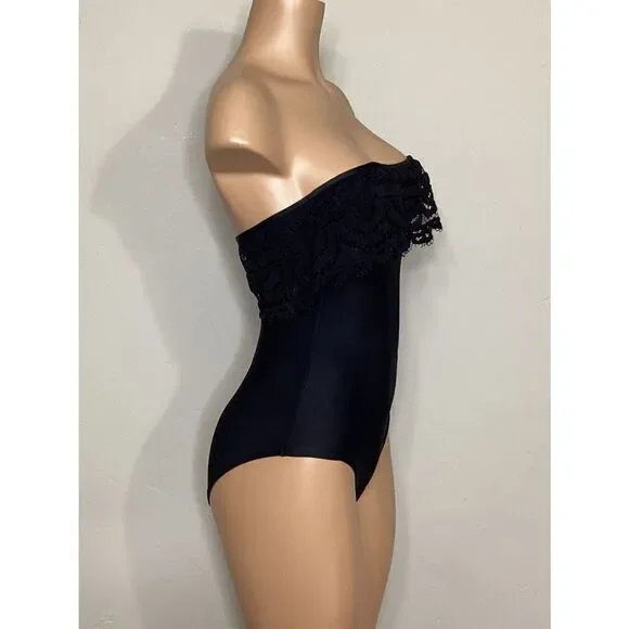 New. Pilyq black lace one piece